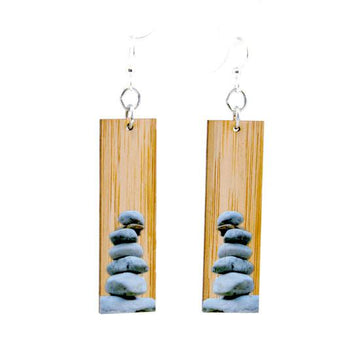 Stacked Stones Bamboo Earrings