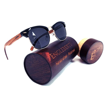 Handcrafted Walnut Wood Club Style Sunglasses With Bamboo Case