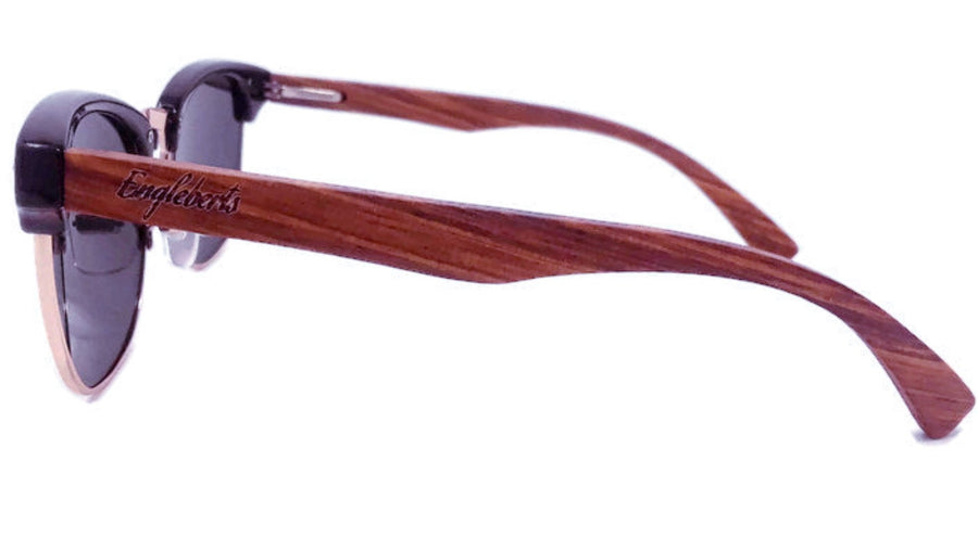 Handcrafted Walnut Wood Club Style Sunglasses With Bamboo Case