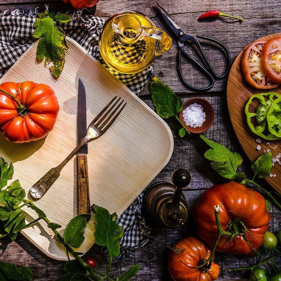 Palm Leaf Square Dinner Plates