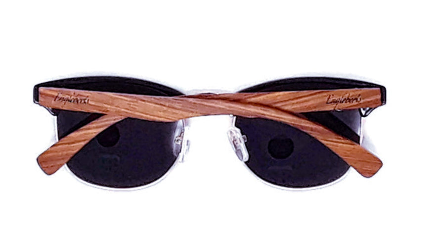 Handcrafted Walnut Wood Club Style Sunglasses With Bamboo Case