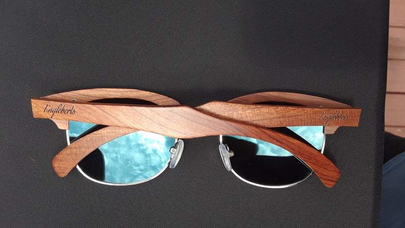 Genuine Sandalwood Sunglasses, Ice Blue Polarized