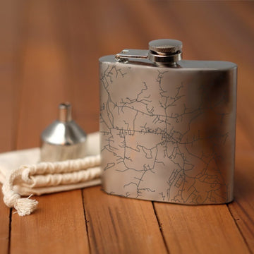 Woodstock - New York Engraved Map Hip Flask
